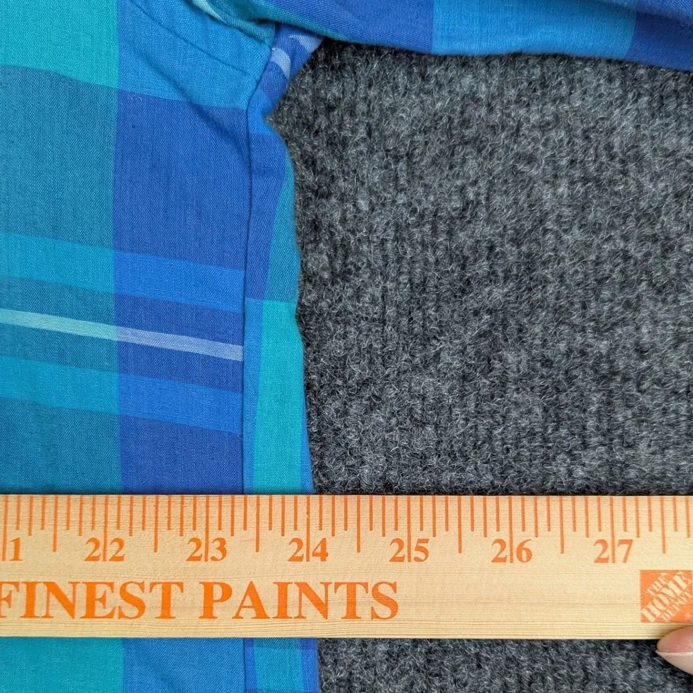 VTG‎ Levis Colorgraphs Mens XL Blue Teal Plaid Short Sleeve Button Down Shirt